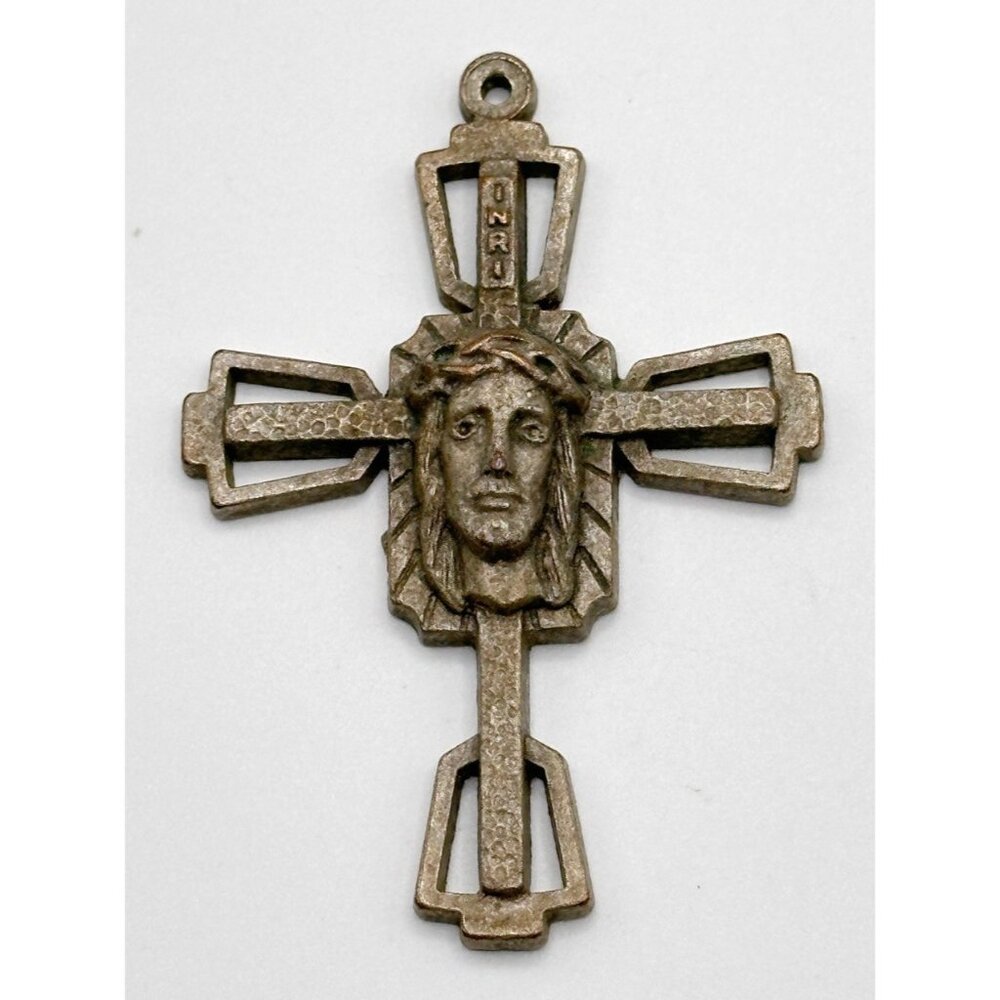 CHRIST HEAD CRUCIFIX PENDANT , Made in Italy,
